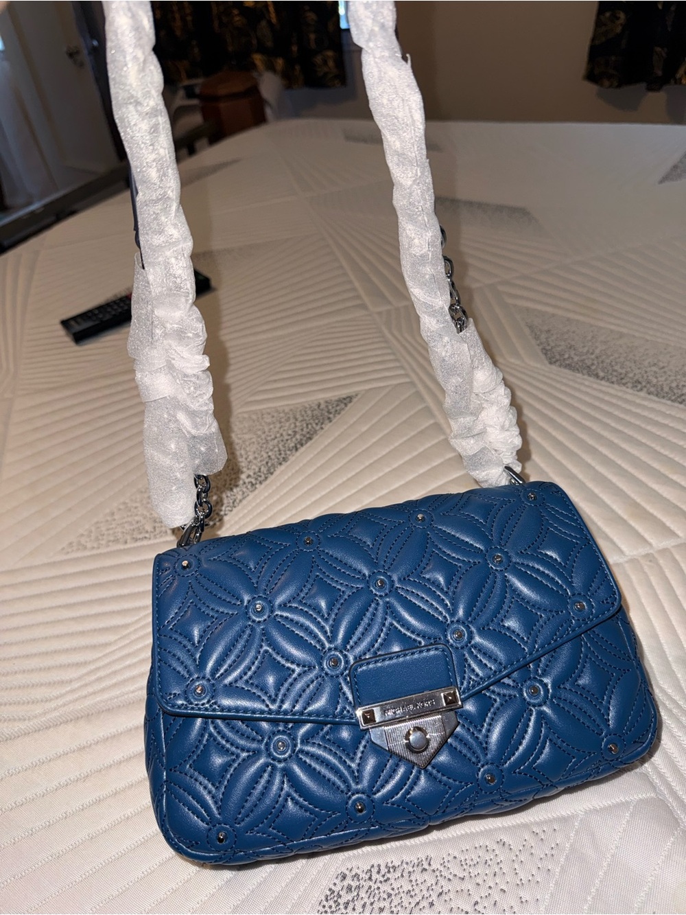 Michael Kors Quilted Navy Floral Crossbody Bag